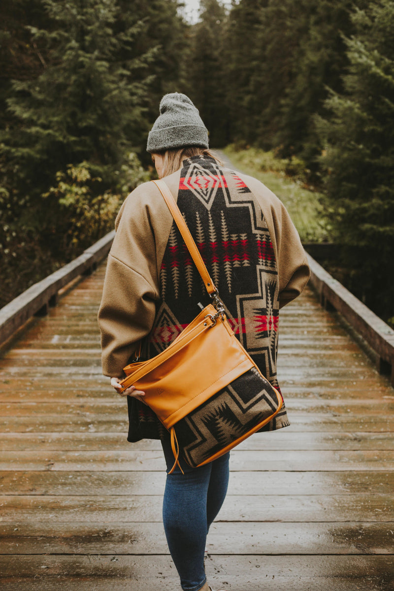 Cognac Brown Leather Convertible Backpack Shoulder Bag - The Waves